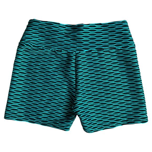 Bella Movement Green Striped Biker Shorts, S - Picture 2 of 4